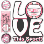 Sticker Pink Love Volleyball (Devant)