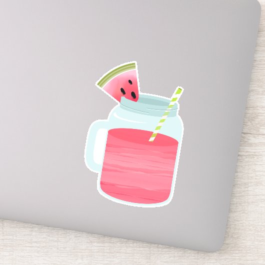 Sticker Pink Mason Jar Watermelon Lemonade Boisson (Détail)