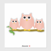 Sticker Pink Owls Design (Feuille)