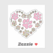 Sticker Pink Paw Prints and Polka Dots (Feuille)