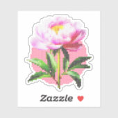 Sticker Pink Peony Dot Mosaic Flower (Feuille)