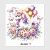 Sticker Pink Purple et Gold Unicorne Anniversaire (Feuille)
