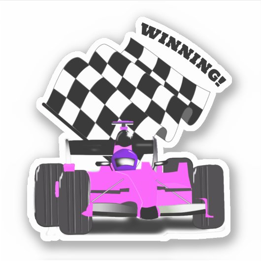 Sticker Pink Race Car - Checkered Flag Sports (Devant)