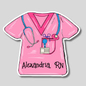 Sticker Pink Scrubs Nurse Monogram imperméable