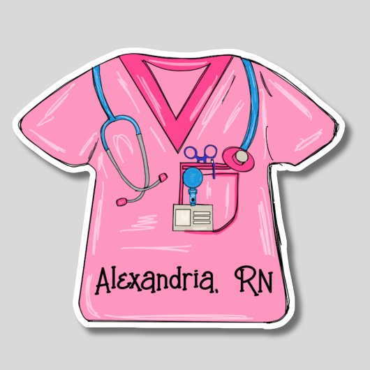 Sticker Pink Scrubs Nurse Monogram imperméable