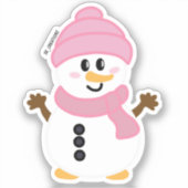 Sticker Pink Winter Snowman (Recto)