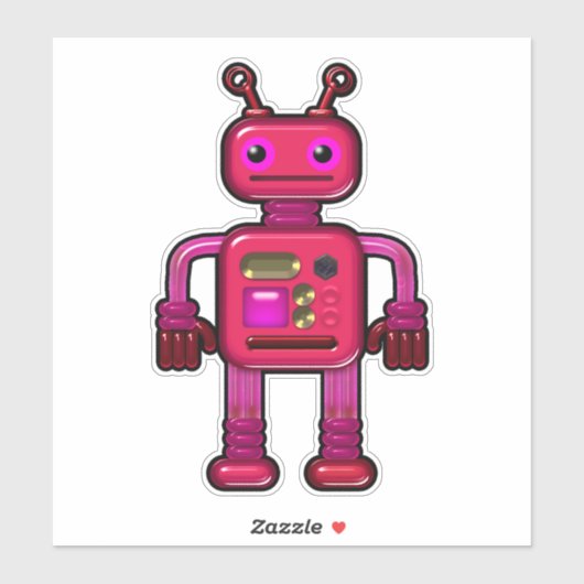 Sticker Pinky Pinky mou Robot rose lunatique (Feuille)