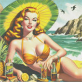 Sticker Pinup Tropical vintage (Devant)