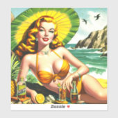 Sticker Pinup Tropical vintage (Feuille)