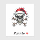 Sticker Pirate Christmas Skull & Crossbones Santa Hat. Got (Feuille)