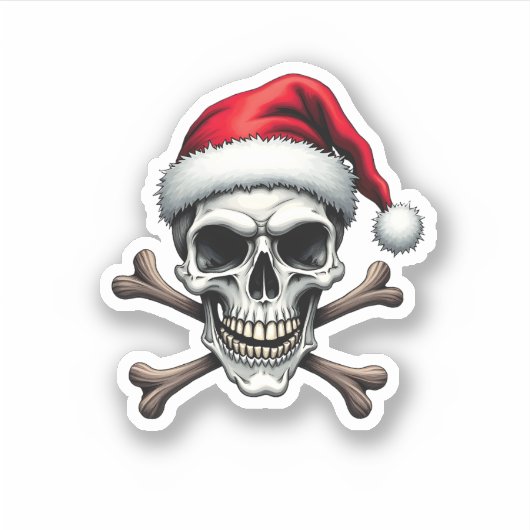 Sticker Pirate Christmas Skull & Crossbones Santa Hat. Got (Devant)