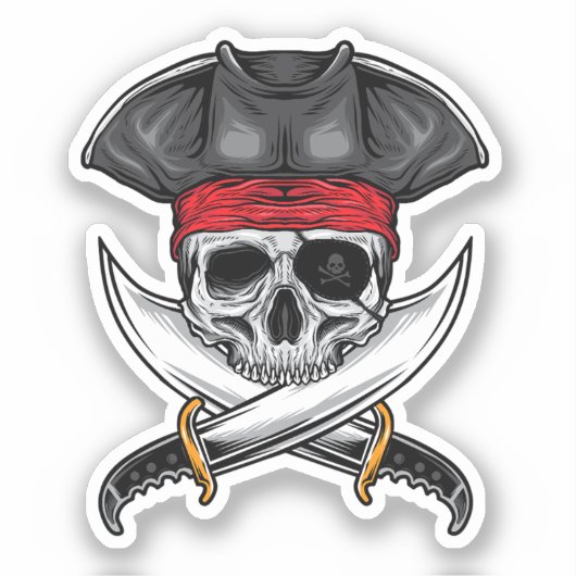 Sticker Pirate Crâne et épées (Recto)