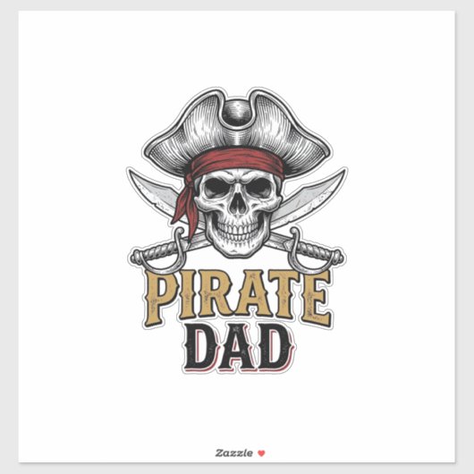 Sticker Pirate Dad Skull Sword Vintage Engraving Shirt_1 (Feuille)