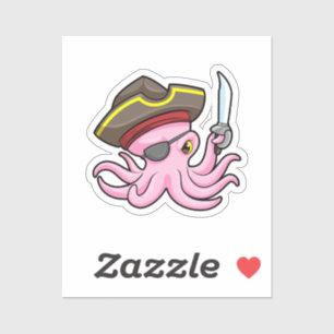 Sticker Pirate de pieuvre avec patch Sabre et Oeil