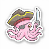 Sticker Pirate de pieuvre avec patch Sabre et Oeil (Recto)
