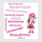 Sticker Pirate Girl slogan (Feuille)