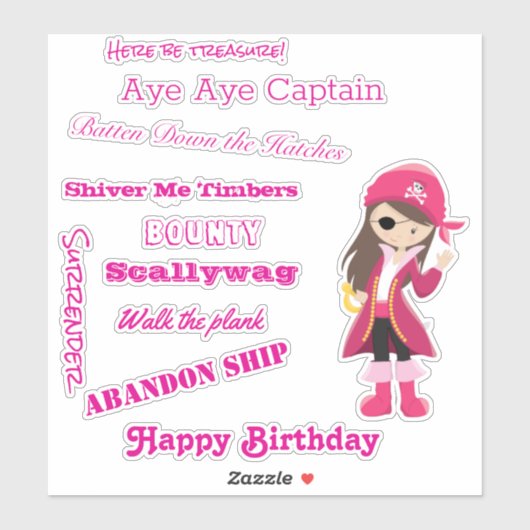 Sticker Pirate Girl slogan (Feuille)