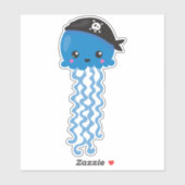 Sticker Pirate Jellyfish, Mignonne méduse, Petite méduse (Feuille)