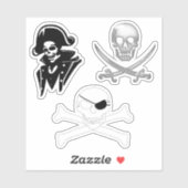 Sticker Pirate Jolly roger 3 pack (Feuille)