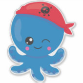 Sticker Pirate Octopus, Pipe mignonne, Petite Octopus (Devant)