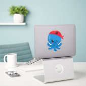 Sticker Pirate Octopus, Pipe mignonne, Petite Octopus (Ordinateur portable sur le bureau)