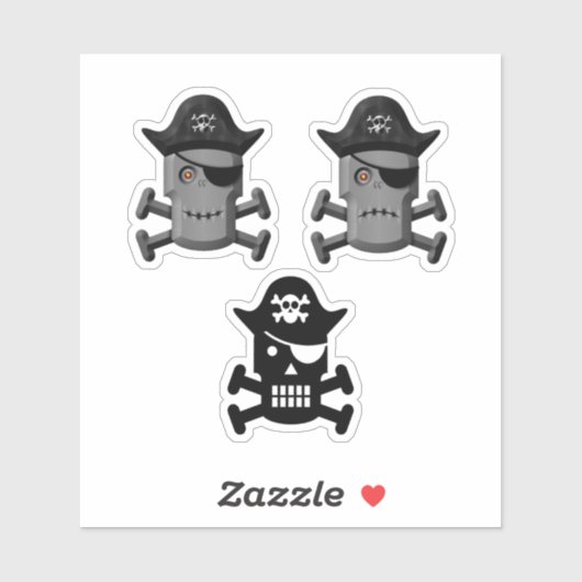Sticker Pirate Robot Jolly roger 3 Pack (Feuille)