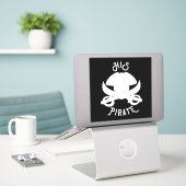Sticker Pirate White Crossbones Crâne et épée (Ordinateur portable sur le bureau)