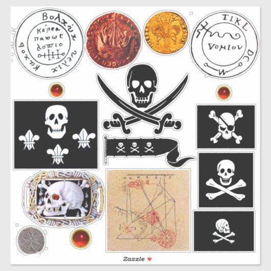 STICKER PIRATES BANNIÈRES, PIRATES CARTES DE TRÉSOR COMPÉT (Feuille)