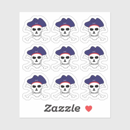 Sticker Pirates & Capitaine Jack, Crâne X os croisés /Set (Feuille)