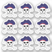 Sticker Pirates & Capitaine Jack, Crâne X os croisés /Set (Devant)