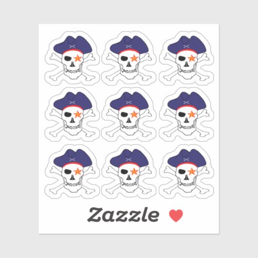 Sticker Pirates & Capitaine Jack, Crâne X os /Set 3 (Feuille)