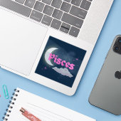 Sticker Pisces Celestial esthétique Dreamy Moon Cloud Star (Ordinateur portable avec iPhone)