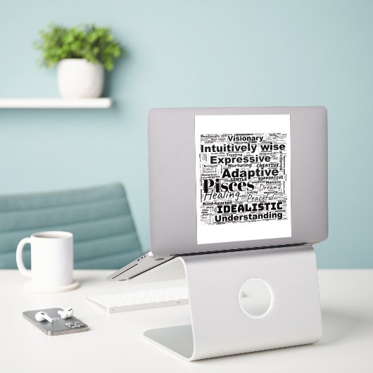 Sticker Pisces Mot Cloud Inspiration Zodiaque (Ordinateur portable sur le bureau)