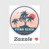 Sticker Pismo Beach California Retro Sunset Souvenirs 60's (Feuille)