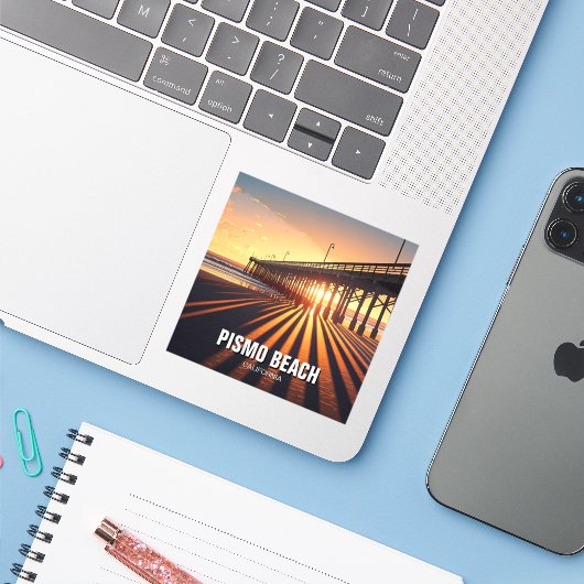 Sticker Pismo Beach Pier Californie (Ordinateur portable avec iPhone)