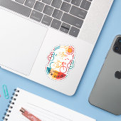 Sticker Piste cyclable Retro New River (Ordinateur portable avec iPhone)