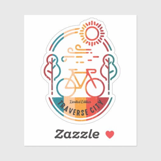 Sticker Piste cyclable Retro Traverse City (Feuille)