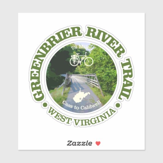 Sticker Piste de la rivière Greenbrier (cyclisme c) (Feuille)