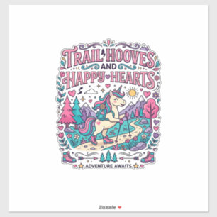 Sticker Piste de licorne Sabots et cœurs heureux Applicati
