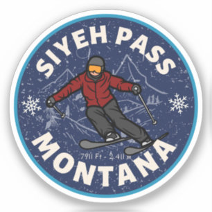 Sticker pistes de ski de Siyeh pass montana