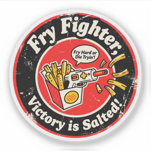 Sticker Pistolet de jeu rétro arcade et modèle de frites (Devant)