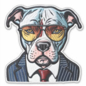 Sticker Pit Bull avec costume et lunettes de soleil Patch  (Devant)
