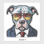 Sticker Pit Bull avec costume et lunettes de soleil Patch  (Feuille)