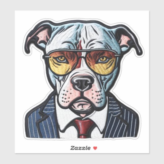 Sticker Pit Bull avec costume et lunettes de soleil Patch  (Feuille)