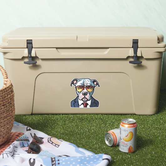 Sticker Pit Bull avec costume et lunettes de soleil Patch  (Glacière)