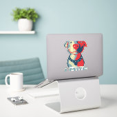 Sticker Pitbull - AMOUR (Ordinateur portable sur le bureau)