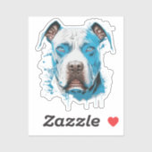 Sticker Pitbull aux yeux bleus | AMOUREUX DES CHIENS (Feuille)