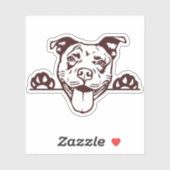 Sticker Pitbull chien mignon regardant (Feuille)