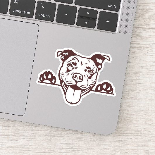 Sticker Pitbull chien mignon regardant (Détail)