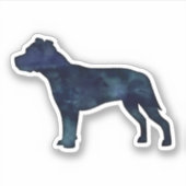 Sticker Pitbull race Chien Silhouette Aquarelle noire (Devant)